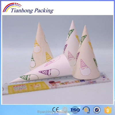 Moisture Proof Wrapping Ice Cream Paper Cone With Coated White Paper