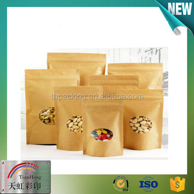 Silvery Snack Packing Window Kraft Stand Up Zipper Pouch for Dried Fruit Packaging