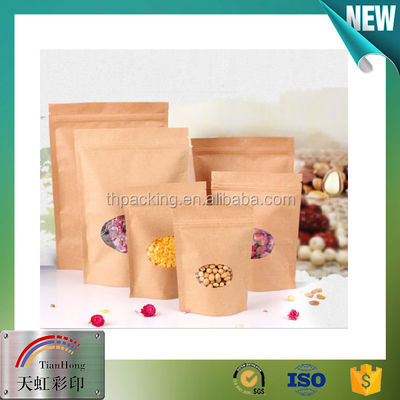 Silvery Snack Packing Window Kraft Stand Up Zipper Pouch for Dried Fruit Packaging